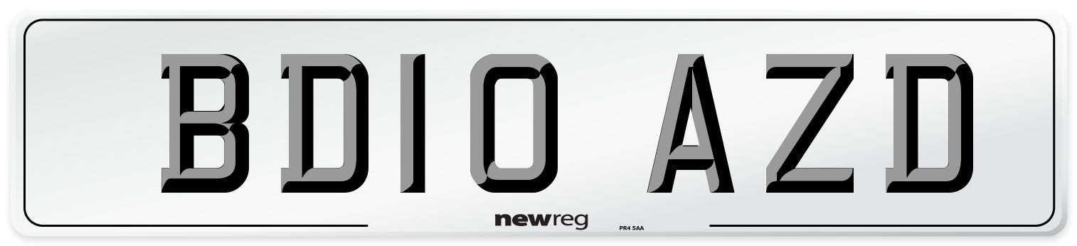 BD10 AZD Number Plate from New Reg